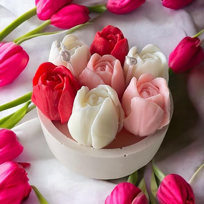 JDH 3 PCS Tulip Flower Silicone Molds 3D Floral Resin Candle Soap Mold - Image 8