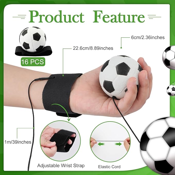 SAYAYA 4/8/16/32 Wrist Return Ball on a String 2.36 Inches Rebound Sport Balls with Elastic Strap Baseball Soccer Tennis Practice Party Favors, Wrist Exercise and Fun Play for Kids & Adults