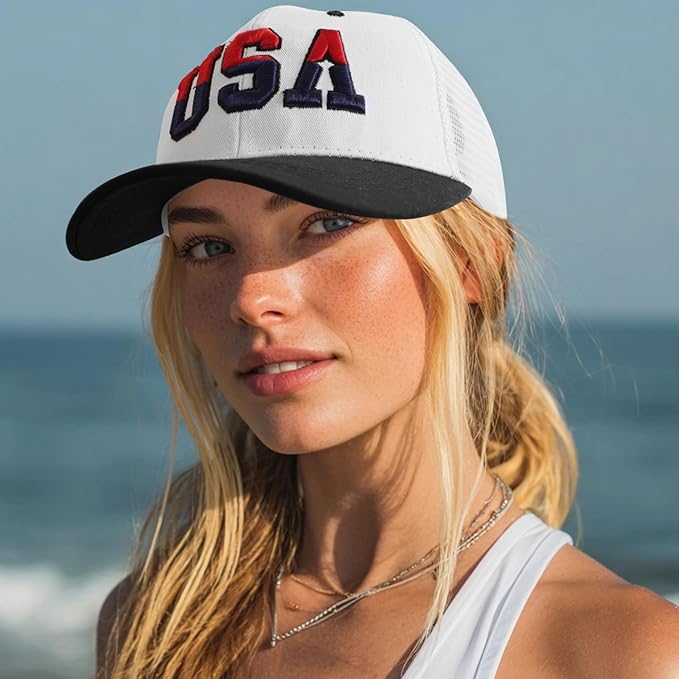 American Flag Patriotic Baseball Cap | Embroidered USA Flag 100% Cotton Adjustable Hat for Men & Women
