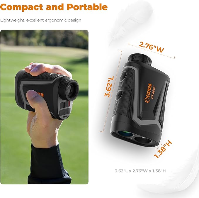 Golf Laser Rangefinder with Slope, CIGMAN 850 Yards Rechargeable Golf Range Finder, Continuous Scan for Hunt, High-Precision LCD Screen Flag Pole Lock Vibration, 6X Magnification