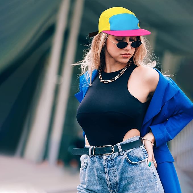 Cindeer 4 Pcs 80s Neon Hat Bulk Retro Cap Nylon Baseball Adjustable Cap for Women Men 80s 90s Halloween Costumes Accessories