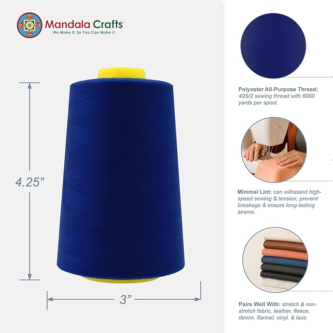 Mandala Crafts 4 Pack of Serger Threads Cones Spools - Image 3