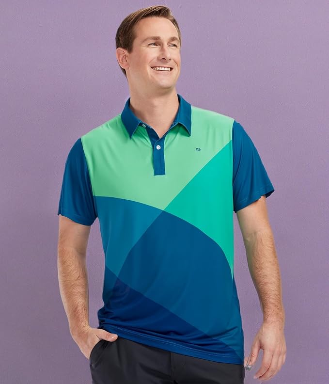 Tipsy Elves Men's Performance Golf Shirt - 4-Way Stretch, Quick Dry, Athletic Cut - Golf Polo