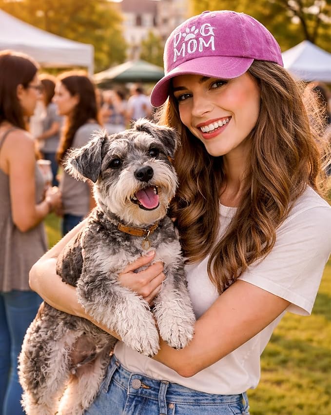 Waldeal Women's Embroidered Dog Mom Hat Adjustable Denim Baseball Cap
