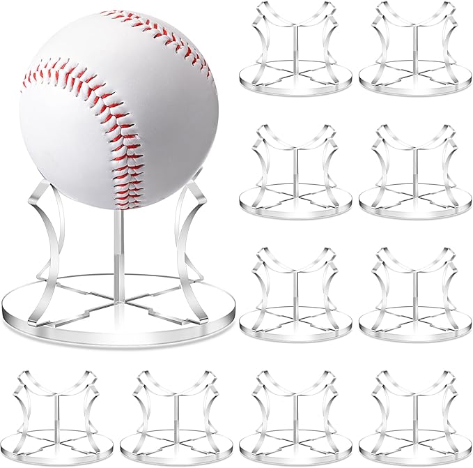 Mudder 12 Pack Baseball Display Stand, Acrylic Ball Display Holder Transparent Sports Balls Stand Holder Rack for Baseball, Golf Balls, Tennis Ball, Softball, Home Office Collection