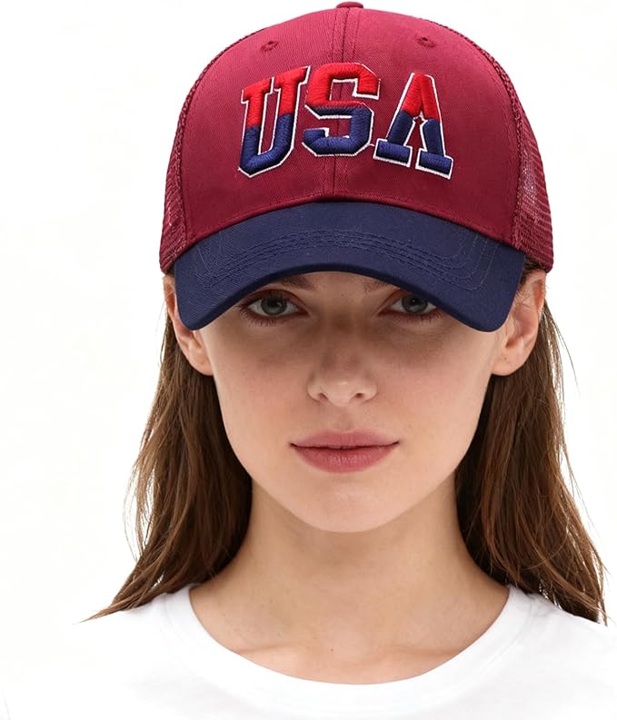 American Flag Patriotic Baseball Cap | Embroidered USA Flag 100% Cotton Adjustable Hat for Men & Women