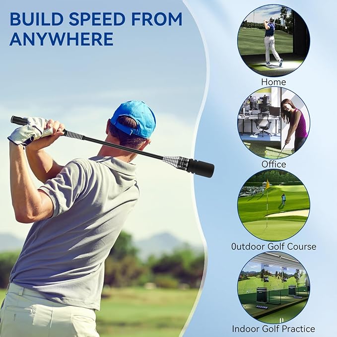 MIKOSI New Upgrade Golf Swing Trainer, Golf Grip Trainer for Warm Up, Adjustable Speed Controller Training Aid for Right Handed Golfers, Golf Swing Aid with Ergonomic Grip, Indoor & Outdoor Use
