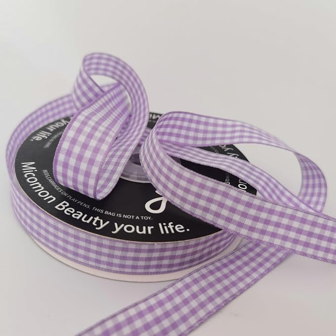 Purple Gingham Plaid Checked Ribbon 25 Yards Each Roll 100% Polyester - Image 6