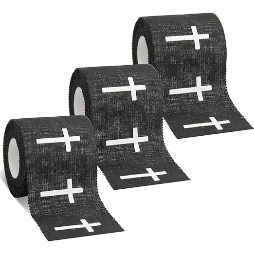 Yigney 3 Pack Black Cross Christian Athletic Tapes (2IN X 23FT) for Soccer, Football, Baseball, Gymnastics, Boxing, Tennis