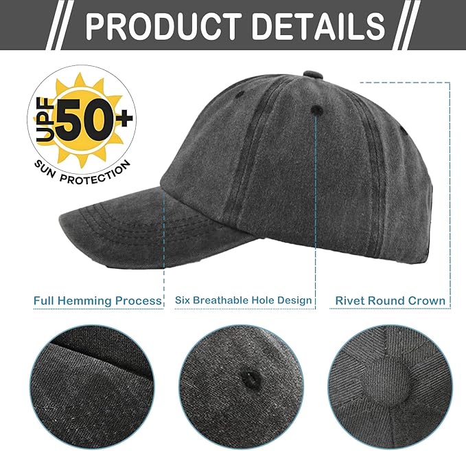 8 Pack Vintage Washed Baseball Cap Golf Dad Hat Distressed Cotton Plain Trucker Hats for Men Women