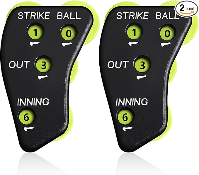 Deekin 4 Wheel Baseball Umpire Clicker Black Indicator Gear Practical Baseball Counter Clicker for Scorekeeper Recording Outs Innings Balls Softball Referee Equipment