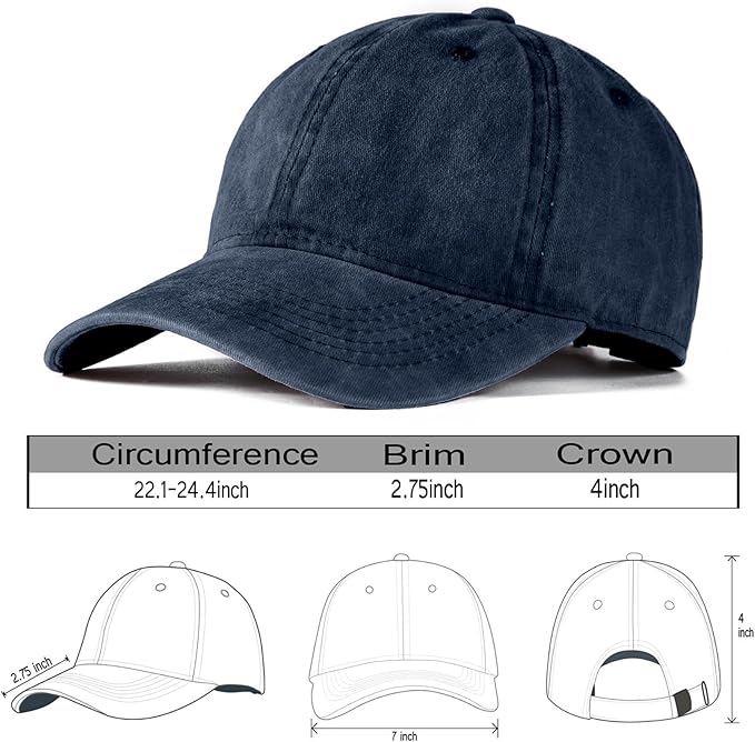 Edoneery Men Women Baseball Cap-Low Profile Adjustable Washed Cotton Golf Dad Hat