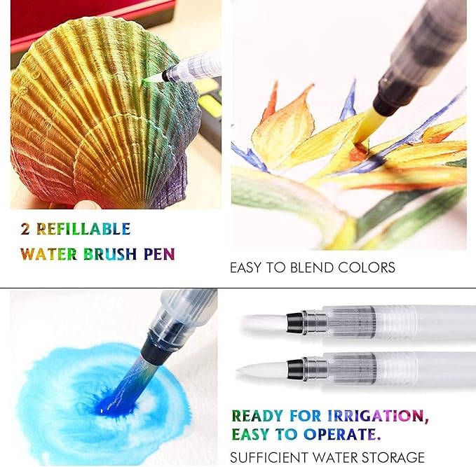 Emooqi Watercolor Paints Set, Metallic Glitter Watercolour Solid Paint Include - Image 8