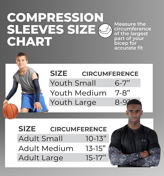 Tough Outdoors Baseball Arm Sleeve Youth & Adults - Compression Arm Sleeves for Kids Boys & Girls Men & Women - Football