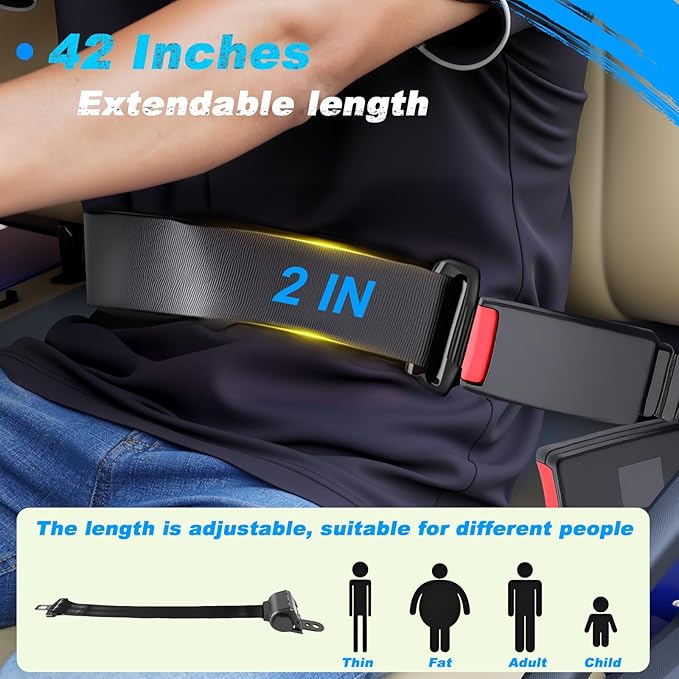 4 Passenger Golf Cart Seat Belt Bracket Kit Universal for Yamaha, EZGO, Club Car Golf Cart with 2+2 Flip Rear Seat, Retractable Seatbelts Max Length 42 Inches