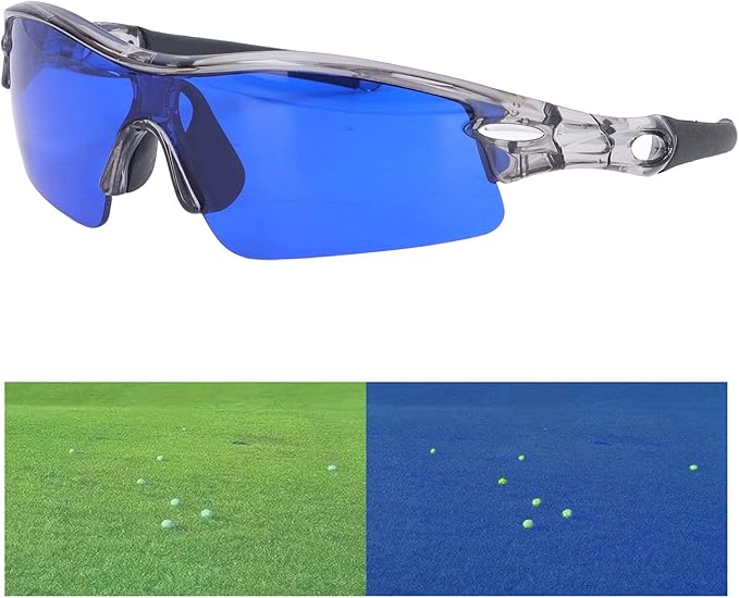 Golf Ball Finder Glasses, Polarized Blue Lens UV Proof Sun Protection Grass Filter with Glasses Cloth and Storage Bag, Ball Finding Filtering Sunglasses for Golfers(Grey)