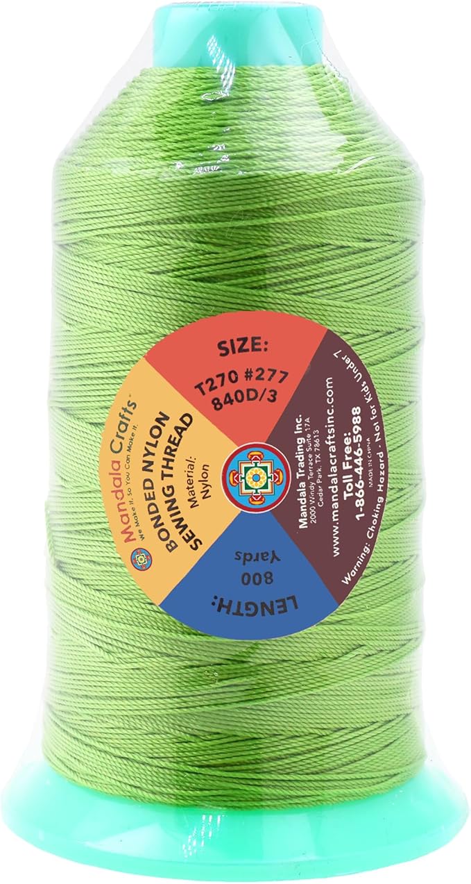 Mandala Crafts Bonded Nylon Thread Apple Green Heavy Duty Sewing Threads - Image 3