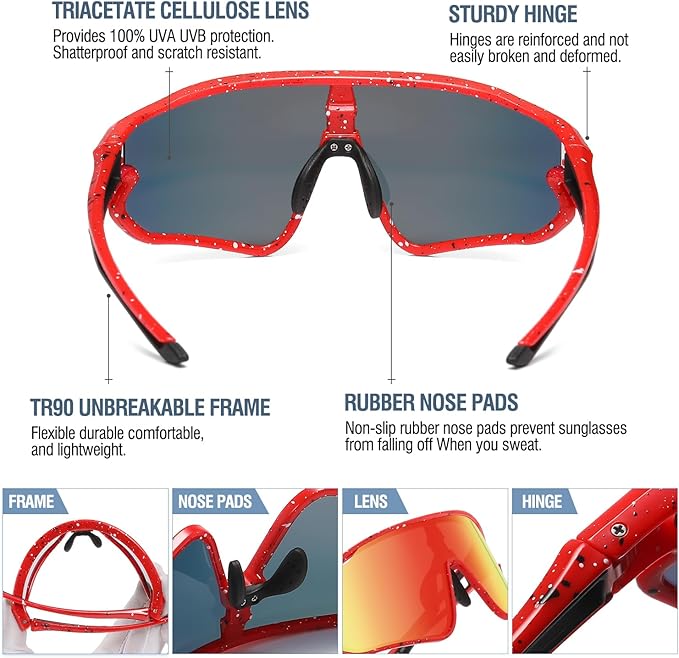 DUCO Kids Sunglasses Youth Baseball Sun Glasses Lightweight TR90 Frame UV400 Sports Cycling Shades for Boys Girls DK268