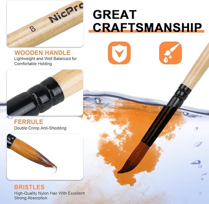 Nicpro 36pcs Paint Brush Set, Professional Paintbrushes - Image 4