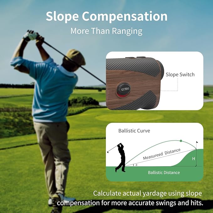 Golf Rangefinder with Slope, 1200 Yards Laser Rangefinder, 7X Magnification, Rechargeable, Flag Pole Locking Vibration, Integrated Magnet, Golf Accessories for Men & Women