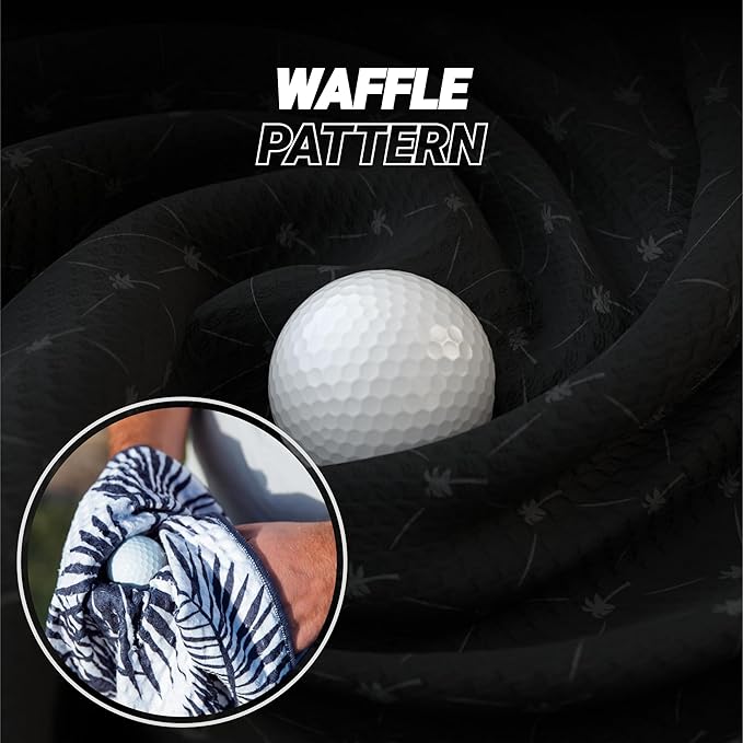 Blue Tees Golf Premium Magnetic Towel - Super Strong Magnet - Microfiber Waffle Design - Silicone Brush - Groove Cleaner - Bag Buckle - Standard & Caddy Sizes