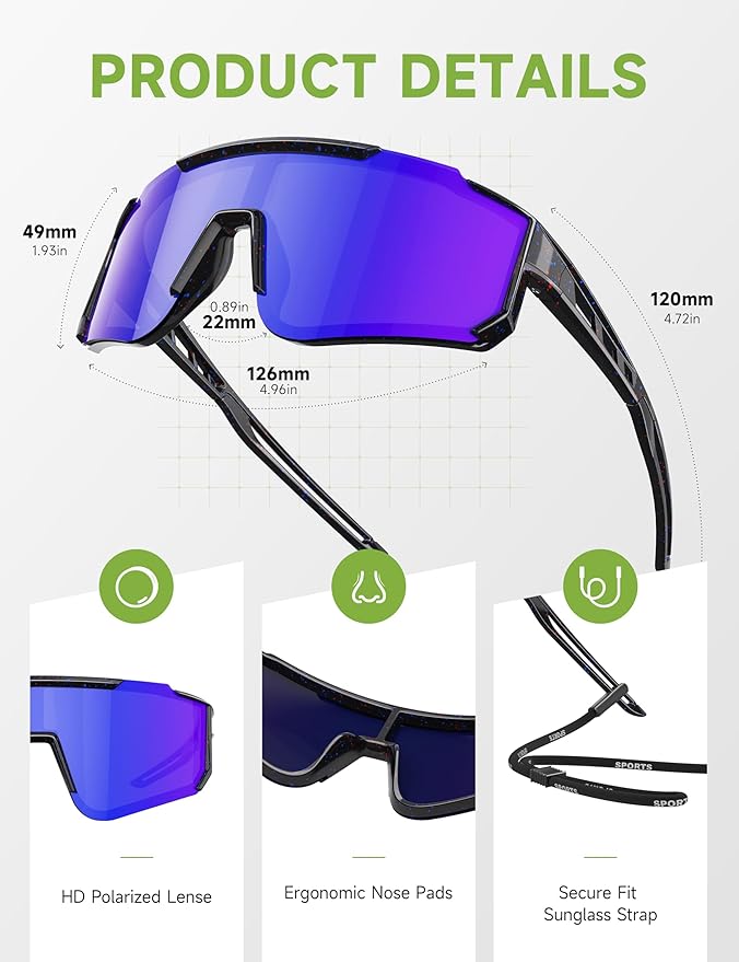 Kids Polarized Baseball Sunglasses - Youth Softball Cycling Sports Sunglasses for Boys Girls Ages 3-12 UV Protection