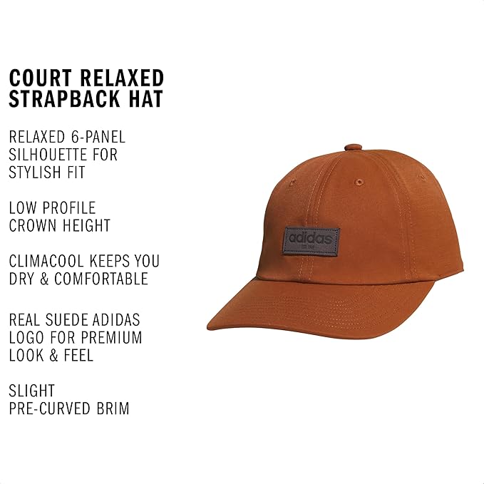 adidas Unisex Adult Court Hat – Relaxed Fit Retro Strapback Baseball Cap