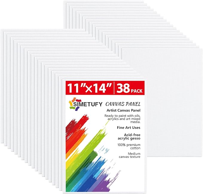 Simetufy 38 Pack Canvas Boards for Painting 11 x 14 inch, Blank Canvas Panels- by Simetufy