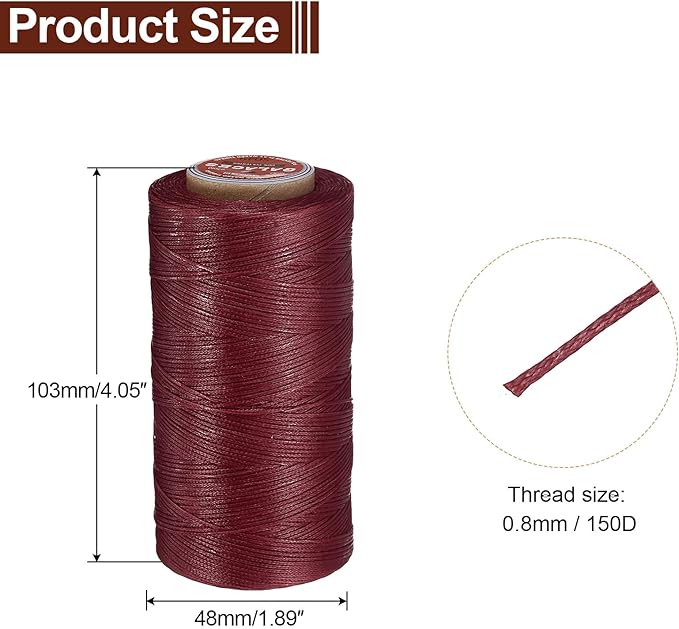 uxcell Flat Leather Sewing Waxed Thread, 270m / 295 Yards Polyester Wax String - Image 2
