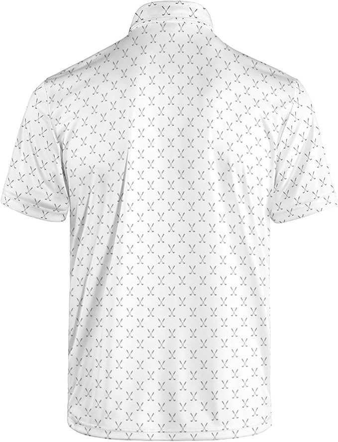 Golf Polo Shirts for Men Funny Print Short Sleeve Golf Shirts Performance Golf Polos