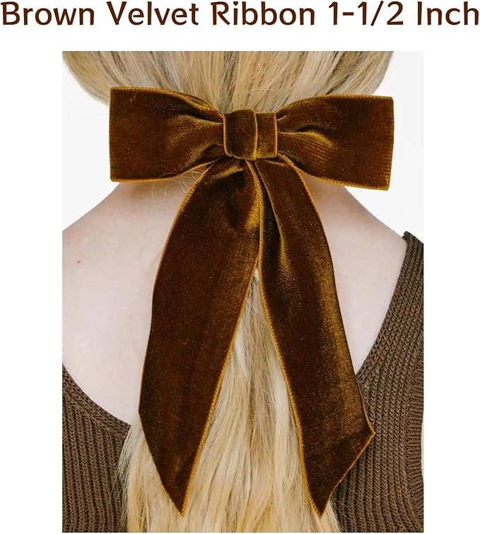 15 Yards Velvet Ribbon 1-1/2 Inch Single Face Brown Velvet Ribbon Spool Prefect - Image 3