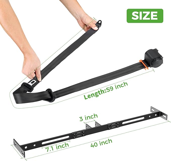 10L0L 4 Passenger (2+2) Golf Cart Seat Belt Kit for EZGO, Yamaha, Club Car, Fits Front Rear Seat, with Bracket