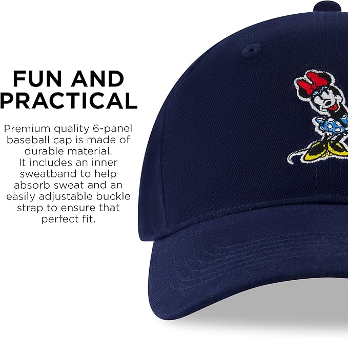 Disney Women's Baseball Cap, Minnie Mouse Adjustable Hat for Adult