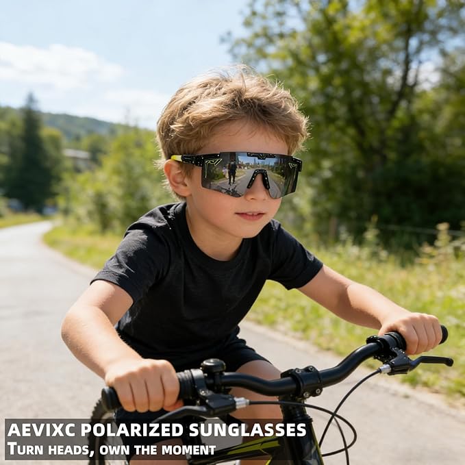 2-Sizes Kids Youth Baseball Sunglasses Men Women Vipers Sunglasses Softball Boys Girl True Polarization &UV Protection