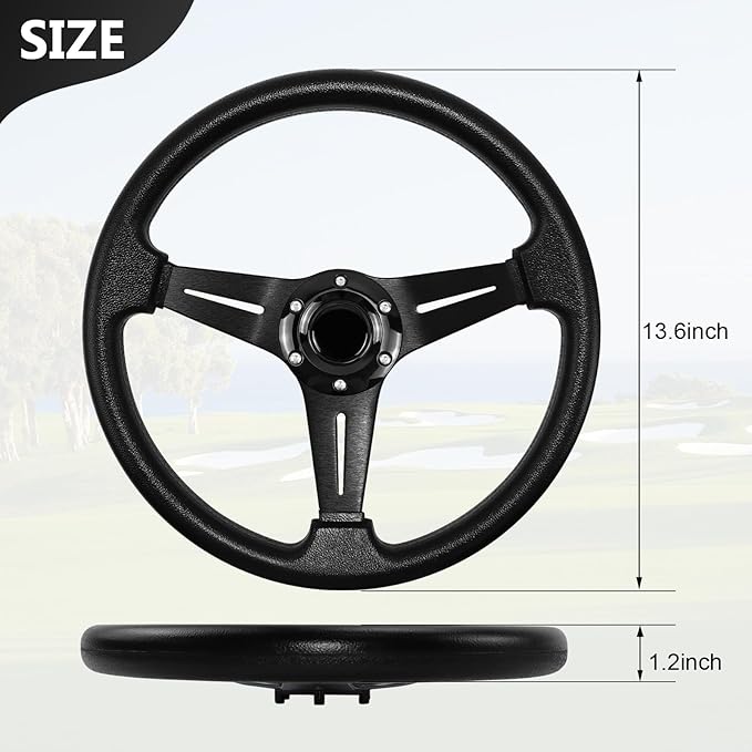 LOSCHEN Golf Cart Steering Wheel Universal Design for Club Car Ds and Precedent EZGO RXV & TXT, for Yamaha Golf Cart Steering Wheel