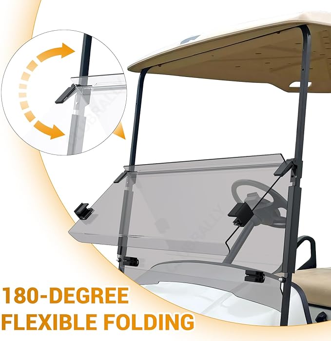 Golf Cart Windshield, Fold Down and Anti-UV Windshield Kit for 1995-2013 EZGO TXT/DCS/PDS Golf Cart, 40.6" W X 33" H, Tinted/Clear