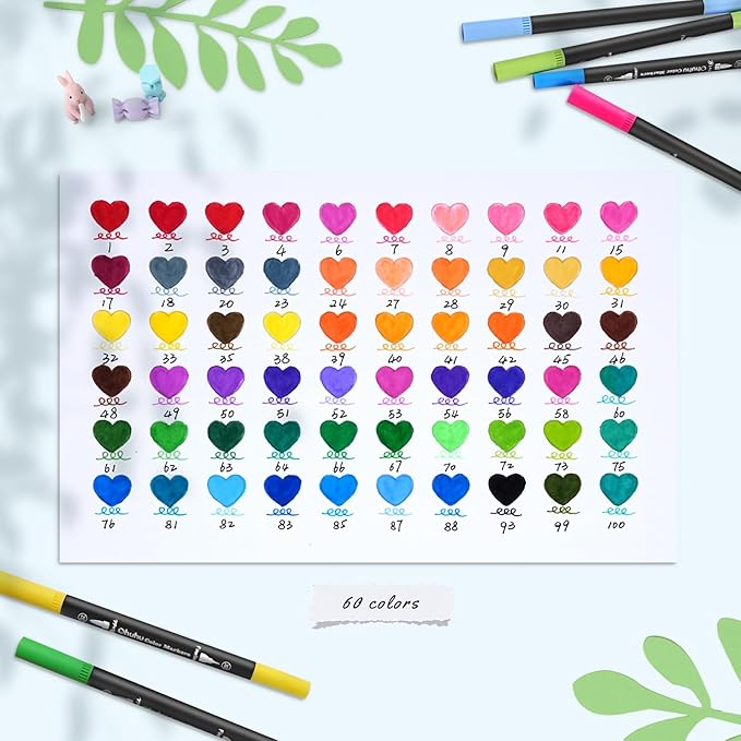 Ohuhu Markers for Adult Coloring Books No bleeding 60 Colors Coloring Markers - Image 2