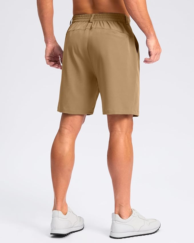Pudolla Men's Casual Shorts 7"/9"/5" Lightweight Golf Shorts with 3 Pockets Stretch Quick Dry Comfy Work Shorts