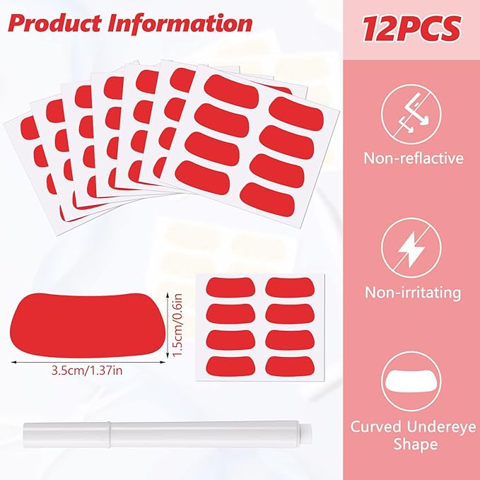 Sumind 48 Pairs Eye Strips Breathable Sports Eye Stickers with 1 White Pencil for Baseball Football Softball Fans on Game Day (Red)
