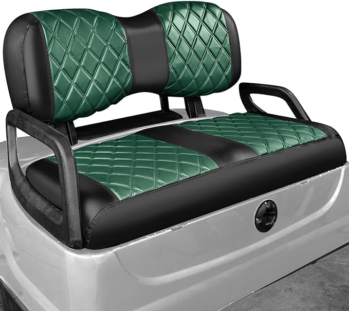 NOKINS Golf Cart Diamond Seat Covers Kit, Fit for Yamaha Drive/Drive 2 OEM Standard Front Seat Cushion, Golf Cart Vinyl Seat Cover, No Nails Required (Dark Green and Black)