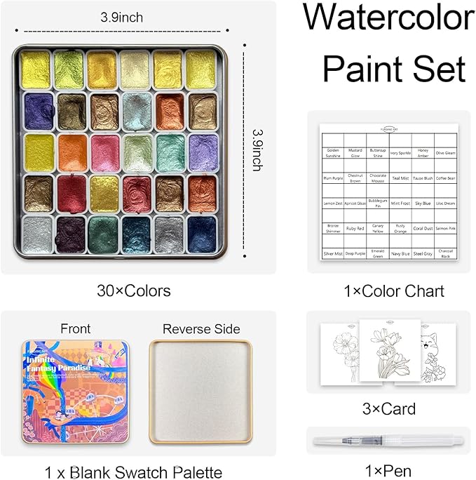 Glitter Watercolor Painting Kit, 30 Color Shifting Watercolor Paint Set - Image 3