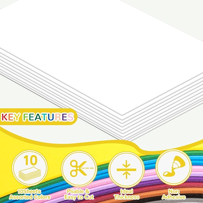 10 Pack Foam Sheets Craft 8 x 12 inch, Eva Color Foam Paper - Image 3