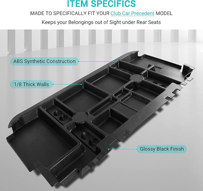 10L0L Golf Cart Under Seat Storage Tray Fits EZGO TXT, RXV, Club Car DS, Club Car Precedent, Yamaha G29, Electric Vehicle with Original Trojan Battery Underseat Organizer Container Holder Plate