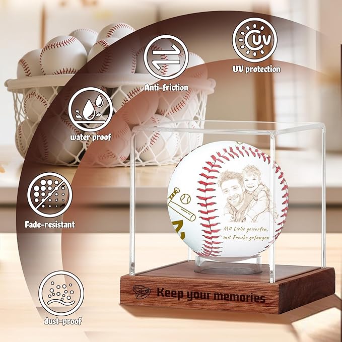 Personalized Baseball Display Case UV Protectedcase Baseball Box Custom Name Text Customize Baseball Cases Display for Balls - for Official Size Ball