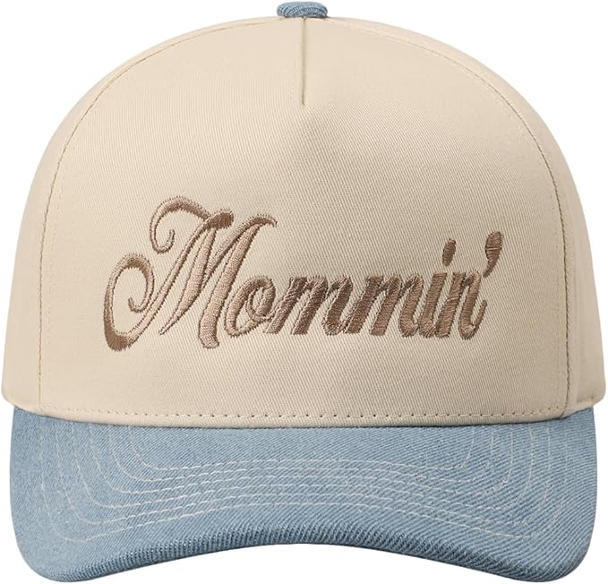 MIRMARU Two-Tone Vintage Canvas Trucker Hats for Men & Women, Adjustable Size Baseball Caps with Trendy Embroidered Design