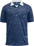 KUYIGO Mens Polo Shirt Quick Dry Moisture Wicking UPF 40+ Performance Printed Short Sleeve Summer Tennis Golf Shirt