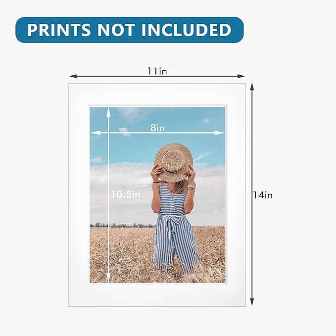 Somime 10 Pack Pre-Cut 11 x 14 White Picture Mats - Image 3