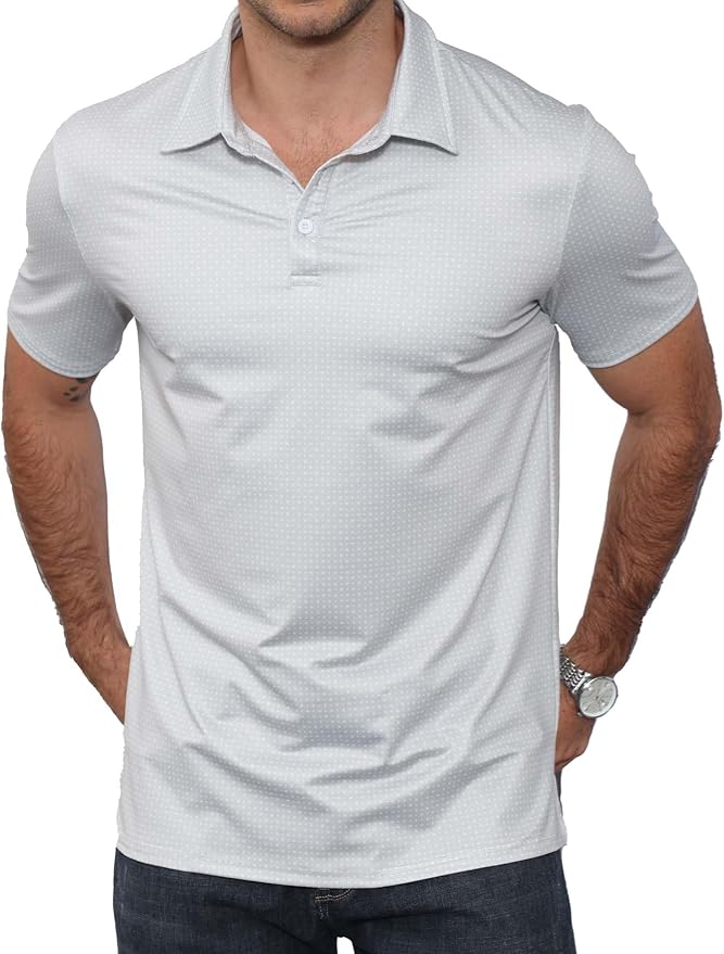 Men's Golf Polo Shirts Short Sleeve Moisture Wicking Dry Fit Performance Print Patterns Collared Polo Shirt