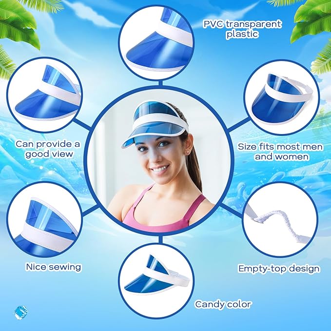 Tarpop Poker Visors Hats Bulk Casino Bingo Visor Casino Dealer Clear Plastic Sun Golf Hats for Women Men