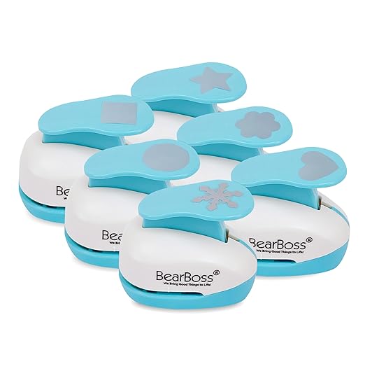 BearBoss 6 Craft Hole Punch Shapes 1 Inch Paper Punches by BearBoss
